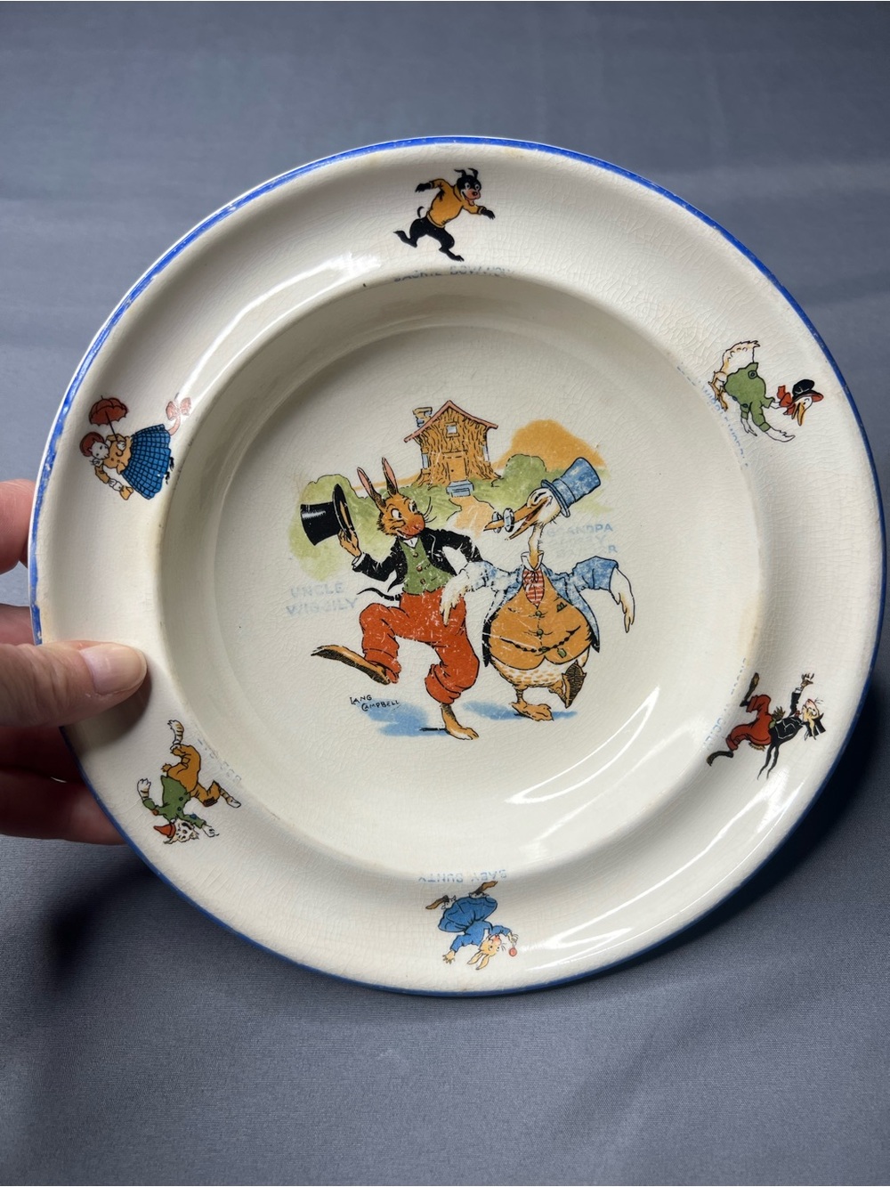 Vintage 1924 Uncle Wiggily Sebring Pottery Children’s Bowl Fred A Wish 8.25”